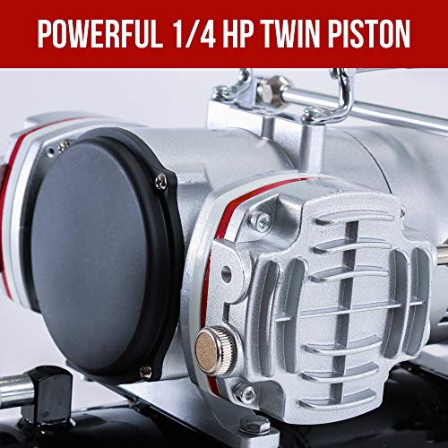Master Airbrush TC-828 Airbrush Compressor with Tank- 1/4 HP Twin Cylinder, 3L Air Tank, 46L/Min Flow, Dual Air Brush Support, True Diaphragm Regulator, Portable - Ideal for Artists, Studios - style: Dual Piston with Tank