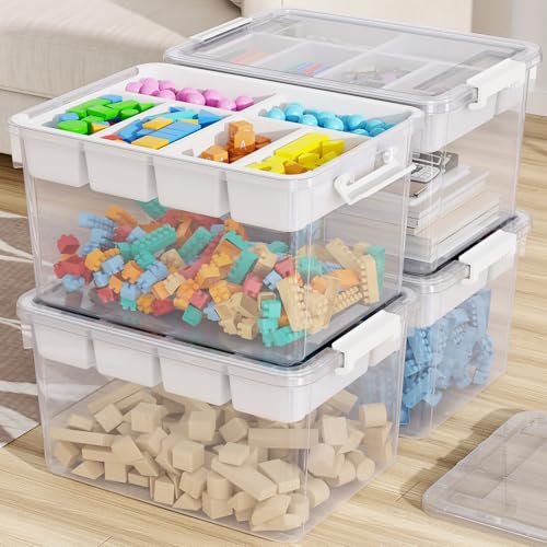 160Qt Stackable Storage Bins with Lids Trays Craft Box Organizers, 4Pack,WH - color: Clear White L, size: 40QT-4Pack