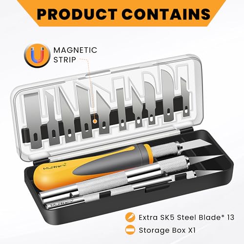 MulWark Exacto Knife Set | Craft Knife Kit | 16pc Precision Craft Hobby Kit with Razor Sharp Knives for Wood, Crafting, Leather, Scrapbooking & Modeling - style: 16-Piece Precision Hobby Knife Set
