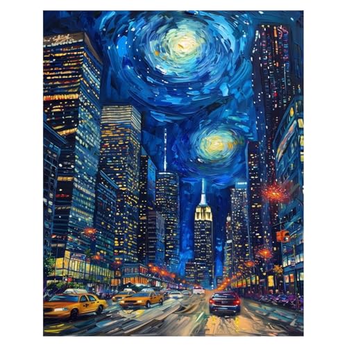 PHANTASYART City Paint by Numbers Kit for Adults 16x20inch | Paint by Number Adult, City Canvas Paint by Numbers for Adults, DIY Oil Painting Kit Perfect for Gifts and Home Wall Decor - color: City, size: 16x20inch