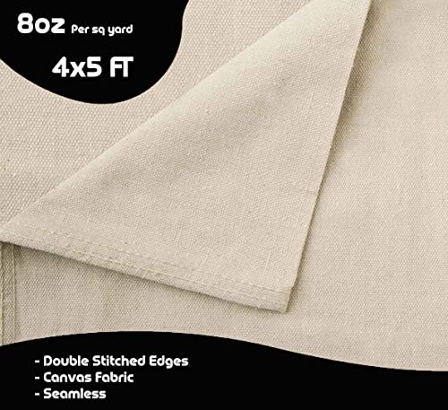 Canvas Drop Cloth for Painting (Size 4x5 Feet - Pack of 2) Painters Drop Cloth for Painting, Furniture, Crutains & Floor Protection - All Purpose Thick Canvas tarp with Double Stitched Edges - size: 4x5 Feet - 2 PK