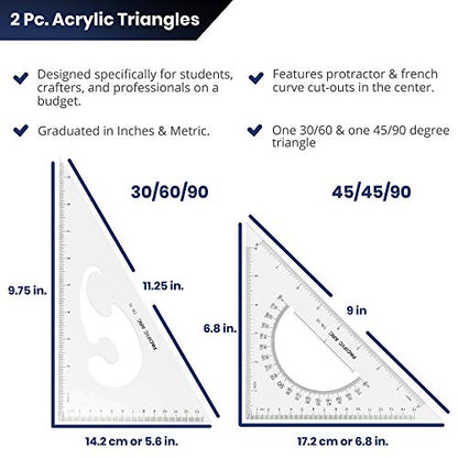 Triangle Set 10 Inch 30/60 & 45/90 - size: 10 Inches, style: Single Set