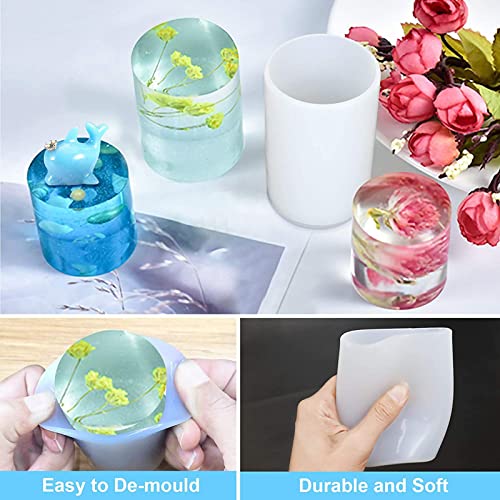2 Pack Cylinder & Round Candle Molds - 2 Size Style - 3D Silicone Molds for Resin & Chocolate, Handmade Cylinder Molds - color: cylinder-round-candle-2-pack