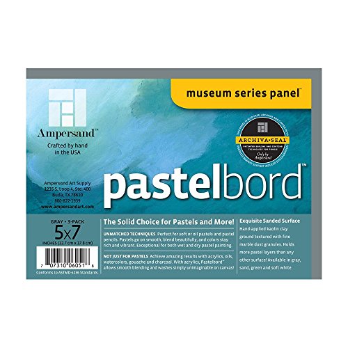 Ampersand Museum Series Pastelbord for Pastels, Charcoal, Pencils and Ink, Gray, 1/8 Inch Depth, 5X7 Inch, Pack of 3 (PB05) - color: Gray - 1/8 Inch Depth, size: 5X7 Pack of 3