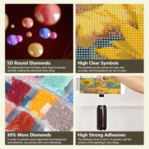 SJUTOUCI Orange Cat Diamond Art Kit for Adults, Kitten Diamond Painting | Animal and Sunflower Gem Art, Bead Art, Diamond Dots Craft, Round Full Drill, Home Decor, DIY Gift, 12×16 inch