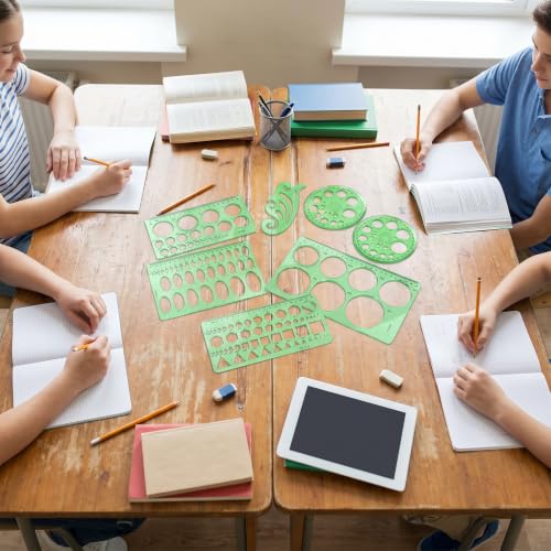 7 Pcs Drafting Templates,ABS Plastic Geometric Stencils,Unit: CM