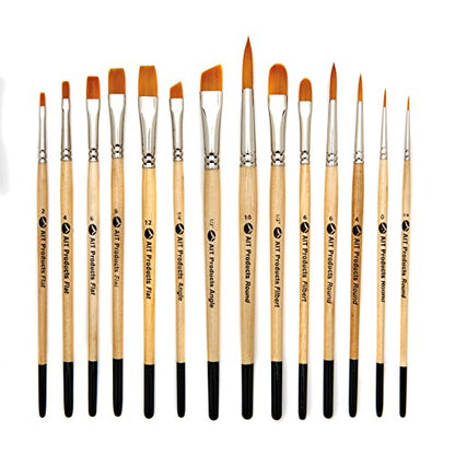 AIT Art Paint Brush Set - 14 Paint Brushes - Rounds, Flats, Angle Shaders, and Filberts - Handmade in USA for Trusted Performance with Oil, Acrylic, and Watercolor