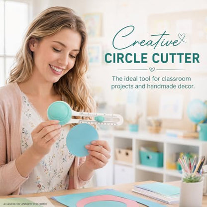 Circle Cutter, Circle Cutters for Crafts, Adjustable Circle Punch Alternative, Sticker Cutter and Round Paper Cutter for Scrapbooking, Cards, Photo Paper and Cardstock