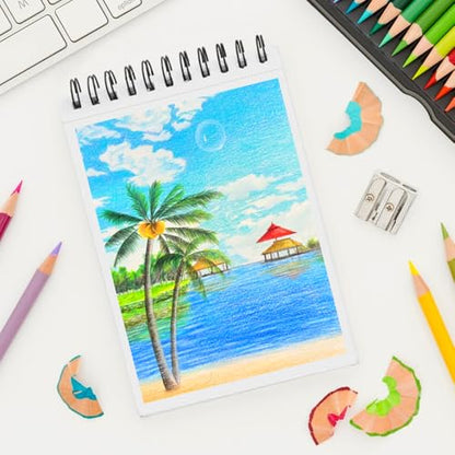 8.3" x 5.8" Hardcover Sketchbook,Top Spiral Bound Mixed Media Sketch Pad,60 Sheets 92lb/150 GSM Acid-Free Drawing Paper,Small Travel Artist Journal Notebook for Adults Beginners,Art Supplies.Red - color: 150gsm-bright white paper red