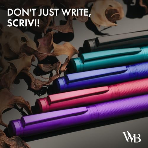 SCRIVI PENS Fountain Pen Set, Fine Nib, 5 Ink Cartridges, Black - color: Black, style: Fine Nib
