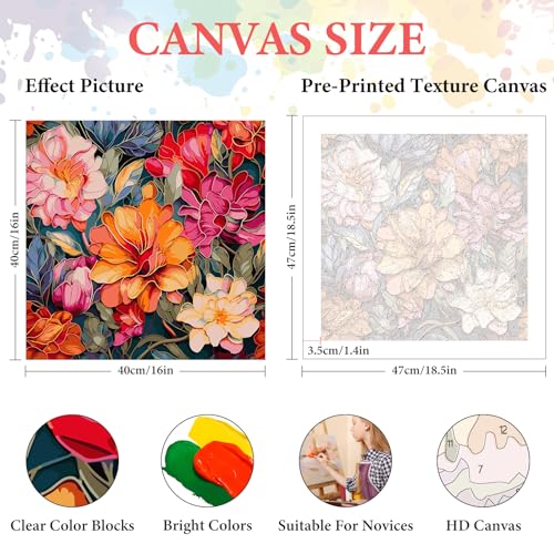 Camocin Paint by Numbers Kit for Adults Beginner, Flowers Bloom, 16x16 Inch - color: LBUSOPNF1P01