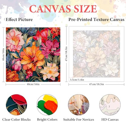 Camocin Paint by Numbers Kit for Adults Beginner, Flowers Bloom, 16x16 Inch - color: LBUSOPNF1P01