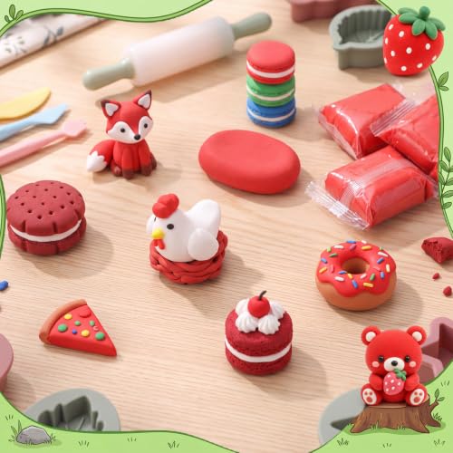 VioraWhite 100 Pcs Air Dry Clay Bulk Modeling Clay for Kids Lightweight Foam Modeling Clays DIY Molding Clays for Kids Adults Crafts Gifts School Project Supplies (Red) - color: Red