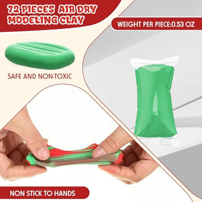 VioraWhite 72 Pcs 38oz Air Dry Clay Bulk Modeling Clay,Christmas Color - color: Christmas Color