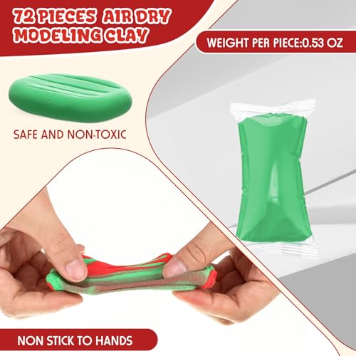 VioraWhite 72 Pcs 38oz Air Dry Clay Bulk Modeling Clay,Christmas Color - color: Christmas Color