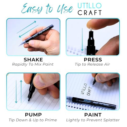 Utillo Craft Silver Paint Pen (8-Pack), 0.7mm Extra Fine Paint Markers - color: Silver