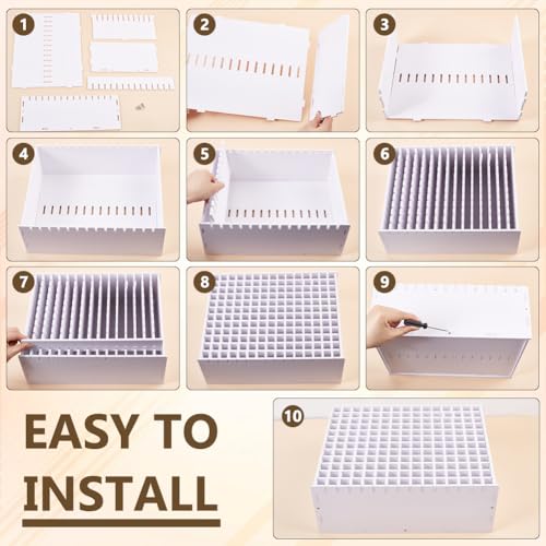 BENECREAT Wooden Art Marker Storage Rack, Pen Organizer with 180 Compartments, White Rectangle Desktop Organizer for Markers Pens Brushes Art Supplies, 13.86x10.67inch - size: 13.86x10.67inch