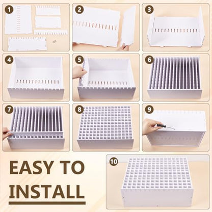 BENECREAT Wooden Art Marker Storage Rack, Pen Organizer with 180 Compartments, White Rectangle Desktop Organizer for Markers Pens Brushes Art Supplies, 13.86x10.67inch - size: 13.86x10.67inch