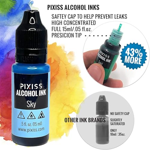 Pixiss Purple Alcohol Ink Set - 5 Shades of Highly Saturated Alcohol Ink for Epoxy Resin Supplies, Yupo Paper, Tumblers, Coasters - Resin Colorant for Epoxy Resin and Resin Art Supplies - color: Purples