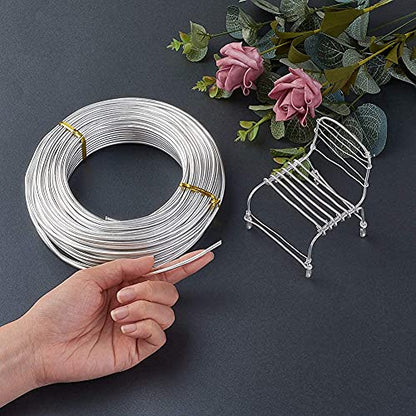 Pandahall 82 Feet/500g Aluminum Wire Flexible 3mm/9gauge Metal Artistic Beading Wire for Floral Jewelry Making (Silver) …