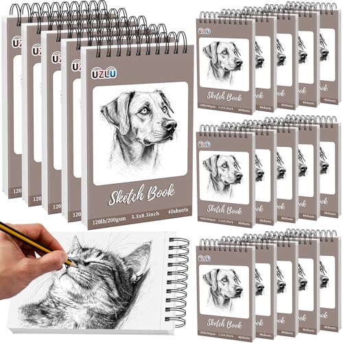 20 Pack 800 Sheets Heavyweight Sketchbook 5.5" x 8.5" 200GSM Very Thick Mixed Media Art Drawing Paper Bulk Marker Paper Top Spiral Bound Sketch Pad Hardcover Acid Free for Artist Beginner Art Supplies - size: 5.5 x 8.5"-800 Sheet-20 Pcs