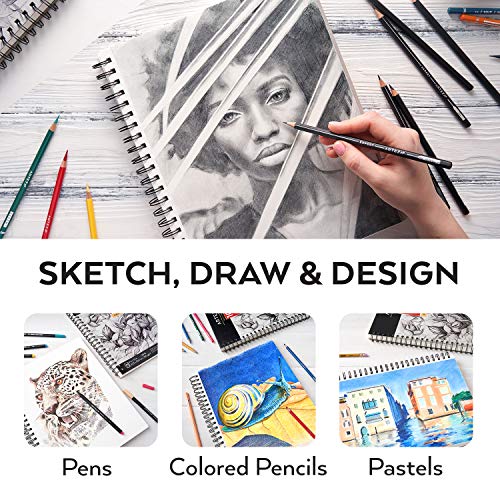ARTEZA Sketch Book 2 Pack, 9x12 Inches, 200 Sheets of 68 lb Heavyweight Paper, Spiral Bound Drawing Pad with Perforated True-to-Size Pages for Sketching, Drawing, and Illustration - size: 2 Pack 9x12