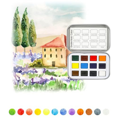 Grabie 12 Color Travel Watercolor Paint Set, Pocket Palette, Essential - color: 12 Colors - Essential