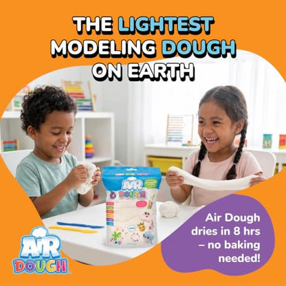 Air Dough White Ultra-Light Air Dry Modeling Dough for Kids, Mess-Free | Mess-Free Modeling Dough Kit That Won't Stick to Carpet and Air-Dries to a Keepsake, Resealable Bag Plus Tutorial Videos - color: White