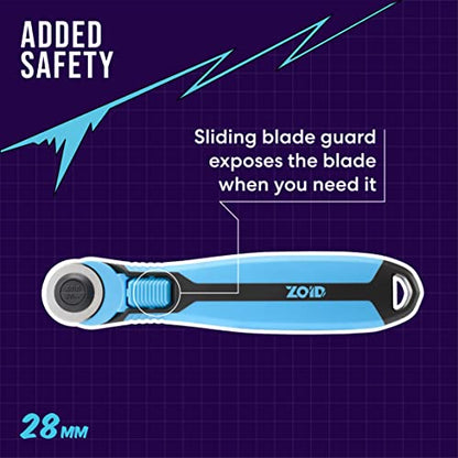 Zoid 28mm Rotary Cutter with Grip, Fabric Cutter Wheel, Rotary Cutter Blade, Craft Cutting Tool, Freehand Tool For Fabrics and Multiple Projects - size: 28mm