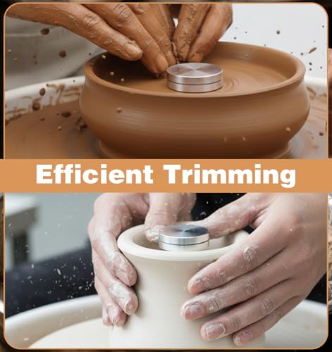 4 Pcs Pottery Trimming Tools, 4 Size Metal Trimming Tools Pottery Clay Spinner Set for Potters & Ceramic Artists, Smooth Rotary Trimmings (Silver, 1.5/1.2/1.0/0.8 Inch)
