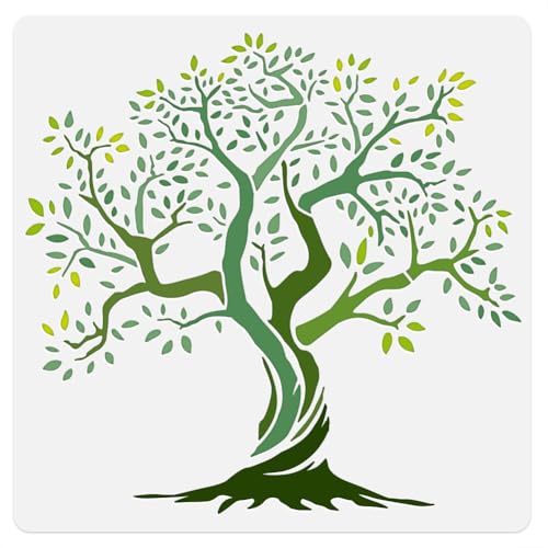 Tree of Life Stencil, Reusable Painting Template, DIY Home Decor | 11.8" x 11.8" Plastic Craft Stencil, Tree Wall Stencil, DIY Home Decor Template for Wood Wall Floor Fabric Glass Furniture - style: Tree of Life A