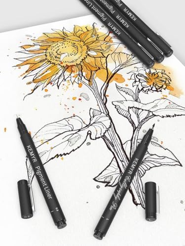 KEMYR 4 Pack 0.5 mm Fine Tip Black Fineliner Pens, Waterproof Pigment Ink | AP Certified Micro Drawing Pens With Archival Ink for Illustration, Journaling,Drawing,Sketching,Manga,Artists And Beginners - color: Black Micro Pens 4 PCS,0.5mm, style: 4 PCS,0.