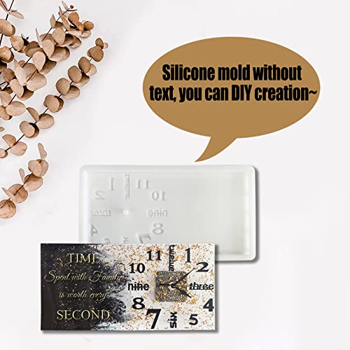 DIY Clock Molds Large Clock Resin Molds,3D Arabic and English Numers Personalization Clock Silicone Casting Epoxy Resin Photo Display Stand for Home Decor,1 Black Movement + 1 Silicone Molds Include