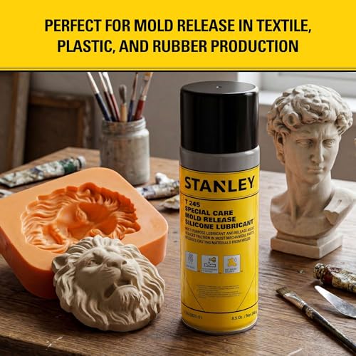STANLEY T245 Mold Release Spray - 2x8.5 oz, High-Performance Silicone Lubricant for Epoxy Resin, Plastics, Withstands Extreme Temperatures, Moisture Repellent, Corrosion Protection - 2 Pack - size: 2 Pack