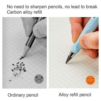 Infinity Forever Pencil - 0.7mm Infinite Everlasting Metal Inkless Pencils Set with Eraser, No Need Sharpened, Replace Mechanical Pen for Sketch, Drawing and Writing（8Pcs Black + White） - color: 8 Pcs Black+White