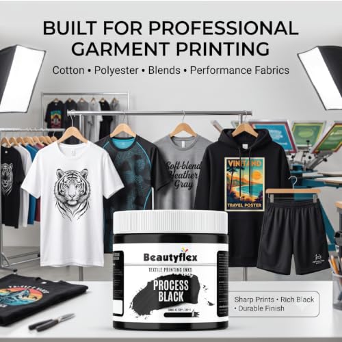 Process Black Screen Printing Ink, 8 oz Plastisol Fabric Ink - color: Process Black, size: 8 fl oz