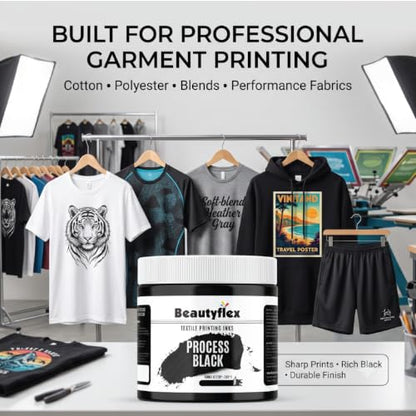 Process Black Screen Printing Ink, 8 oz Plastisol Fabric Ink - color: Process Black, size: 8 fl oz