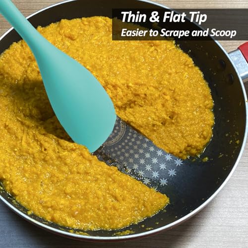 Upgrade Silicone Spatula Spoon Set,VOVOLY Heat Resistant Rubber Spoonula, Seamless Non-Stick Flexible Scrapers for Baking Mixing Tool,3 Pack, Teal - color: Teal