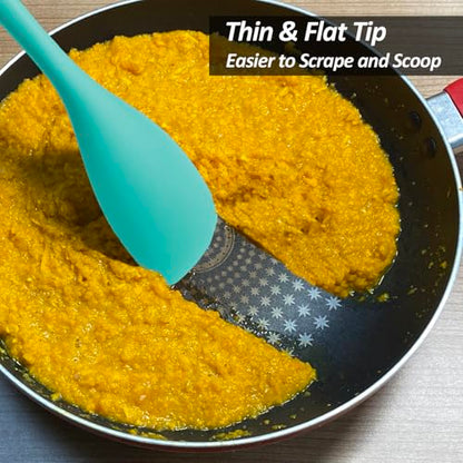 Upgrade Silicone Spatula Spoon Set,VOVOLY Heat Resistant Rubber Spoonula, Seamless Non-Stick Flexible Scrapers for Baking Mixing Tool,3 Pack, Teal - color: Teal