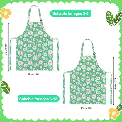 2 Pack Kids Apron, Cute Cooking Aprons, Waterproof Art Apron with Pockets, Toddler Painting Artist Apron Adjustable - color: Wildflowers and Daisies, size: 40*50cm