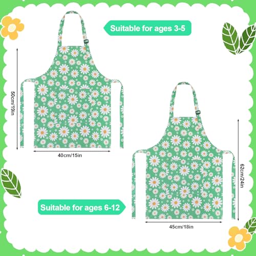 2 Pack Kids Apron, Cute Cooking Aprons, Waterproof Art Apron with Pockets, Toddler Painting Artist Apron Adjustable - color: Wildflowers and Daisies, size: 40*50cm