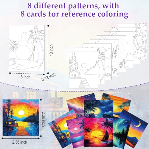 Cholemy 36 Pcs Paint and Sip Kit Gift for Adults 8''x10'',Sunset Coast | Pre Drawn Canvas, Painting DIY Afro Acrylic Painting Kit, Wood Easel Brushes, Date Night Bulk, Summer Halloween Party - style: Sunset Coast