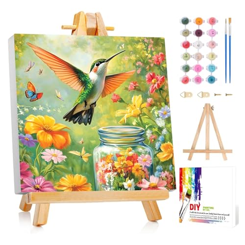 Reivworl Framed Hummingbird Paint by Numbers Kit for Adults Beginner 10×10 inch - color: 23-Hummingbird