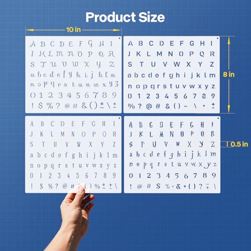 4 Fonts Small Letter Stencils for Painting 0.5 Inch, 5PCS Small Alphabet Number Symbol Lettering Stencils for Journaling Scrapbook Crafts Art - color: Basic 4 Fonts