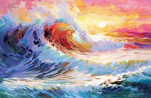 DIAMOND ART CLUB Colorful Ocean Waves Diamond Art Kits for Adults | Premium Diamond Painting Kit, Fun DIY Crafts for Adults, Round Diamond Art Canvas, 20" x 13" (50.6 x 33 cm) - color: Colorful Ocean Waves
