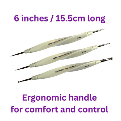 3 pc Stylus Set with Size Numbers - Dotting Tools - Happy Dotting Company - Dot Mandala Art - Very fine Stylus 0.5 to 5mm