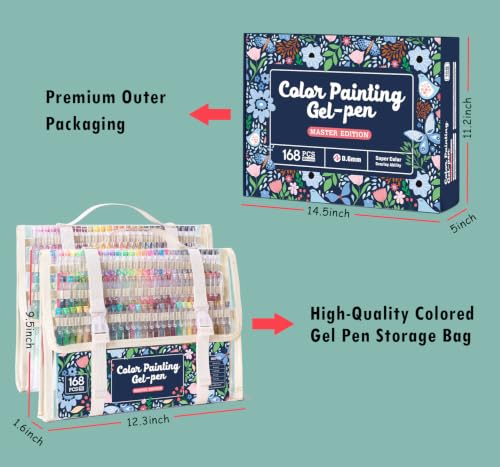 Acrylic Gel Pens for Coloring, 168 PCS Premium Gift Box Set - color: 168 Colors
