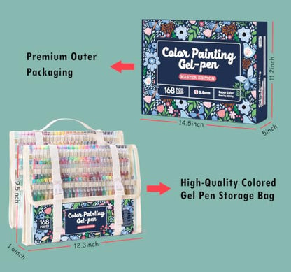 Acrylic Gel Pens for Coloring, 168 PCS Premium Gift Box Set - color: 168 Colors