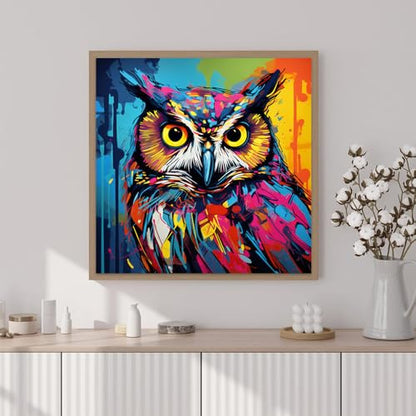 Artunion Framed Paint by Numbers Kit for Adults Beginners & Kids Ages 8-12,Colorful Owl Paint by Number with Frame,Animal Watercolor Paint by Numbers Kit on Canvas 10 * 10 Inch Without Easel - color: ZXT-388-F