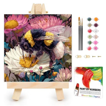 AUKELHJ Framed Paint by Numbers Kit for Adults, Bee, 10x10 inch - color: 08-Bee